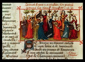 Ms Fr 12476 Fol.109v Le nove muse da Le Champion des Dames di Martin le Franc (1410-61) 1451