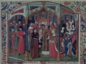 Ms Fr 2629 fol.167 La regina Melisenda di Gerusalemme (1109-60) sposa Fulk V d