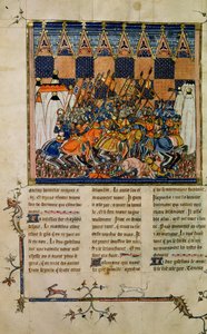Scena di battaglia, dalla biografia di Goffredo di Buglione, Una Storia dei Santi Occidentali da French School