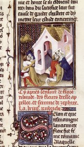 Ms Fr 598 f.97 Prostitute con clienti, da Des Claires et Nobles Femmes, di Giovanni Boccaccio, c.1403