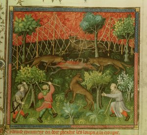 Ms Fr 616 fol.111 Caccia al lupo con l