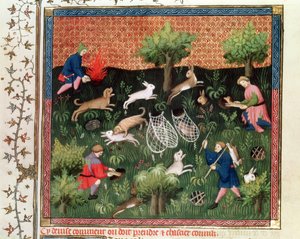 Caccia alle lepri, dal Livre de la Chasse di Gaston Phebus de Foix, fine XV secolo da French School