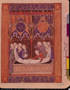 Ms Lat 10525 Fol.28 La sepoltura di Giacobbe in Canaan, dal Salterio di San Luigi, c.1258-70 da French School
