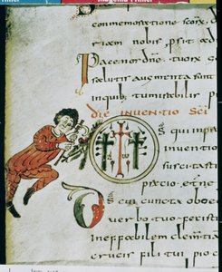 Iniziale istoriata O, dal Sacramentario di Gellone da French School