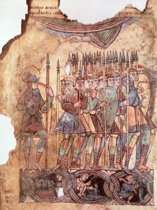 Soldati di fanteria nelle crociate, da La Vie de Saint Aubin d