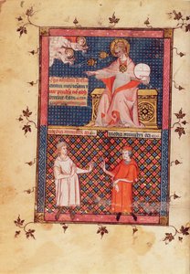 Dio che crea la medicina e dà conoscenza ai medici, dal Canone della Medicina di Avicenna (Ibn Sina) (980-1037) tradotto da Gerard de Cremone (1114-1187) c.1320