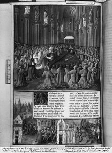 Ms.fr 5594 fol.67v Come fu trovata la lancia del Nostro Signore ad Antiochia, illustrazione da Les Passages d