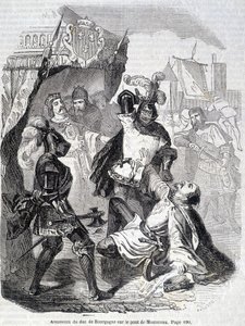 Assassinio del Duca di Borgogna (Giovanni senza paura) sul ponte di Montereau nel 1419 - in 