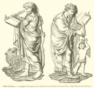 Museo di Alençon, I quattro evangelisti, bassorilievi in legno attribuiti a Germain Pilon, San Marco e San Matteo da French School