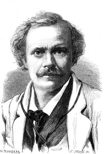 Nadar (Gaspard Felix Tournachon), scrittore, caricaturista, aeronauta e fotografo francese. Incisione 1867