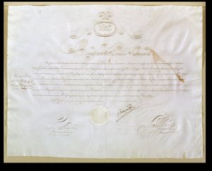 Autorizzazione di Napoleone Bonaparte (1769-1821) per l