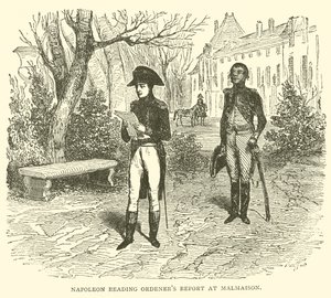 Napoleone che legge il rapporto di Ordener a Malmaison da French School