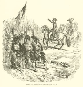 Napoleone che rivede le truppe per la Spagna (incisione) da French School