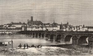 Nevers - Nièvre in regione Borgogna - incisione in 