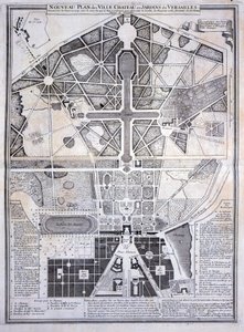 Nuovo piano della città, castello e giardini di Versailles, 1714, da Les Plans, Profils et Elevations des Villes et Chateau de Versailles, pubblicato c.1715