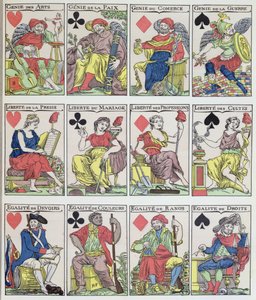 Nuovi disegni di carte da gioco risalenti alla Rivoluzione Francese, 1793 da French School