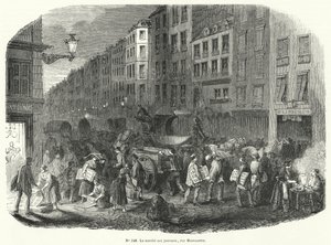 Mercato dei giornali, Rue Montmartre, Parigi da French School