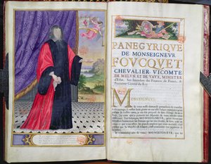 Nicolas Fouquet (1615-80) illustrazione da Les Panegyriques des Hommes Illustres de Notre Siecle di Puget de la Serre, 1655