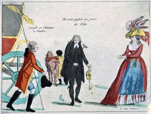 Nobiltà, clero e borghesia senza soldi, caricatura della rivoluzione, fine XVIII secolo da French School