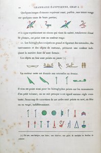 Note sulla colorazione di alcuni geroglifici, da Grammaire Egyptienne di Jean Francois Champollion (1790-1832) 1836 da French School