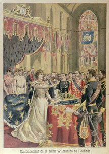 Giuramento della Costituzione della Regina Guglielmina alla Nieuwe Kerk, Amsterdam, 31 agosto 1898, illustrazione da Le Petit Journal, settembre 1898 da French School