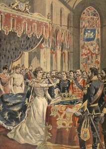 Giuramento della Costituzione della regina Wilhemina, illustrazione da Le Petit Journal: Supplement illustre, 1898 da French School