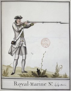 Ufficiale della Marine Royale con un moschetto baionettato, 1768