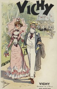 Vecchio e giovane ragazza che camminano, pubblicità per Vichy da French School