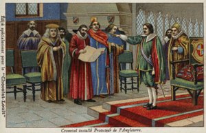 Oliver Cromwell nominato Lord Protettore del Commonwealth, 1653 da French School