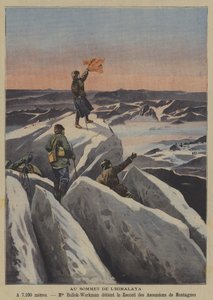 Su una vetta himalayana (litografia a colori) da French School