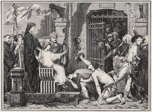 In occasione del suo futuro (1227), il giovane Luigi IX fece prigionieri - incisione in "Les Hommes Célèbres de la France" di Louis Dumas 1889 da French School