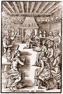 Apertura del corso di chimica trasmutatoria - Incisione del 1653 in 