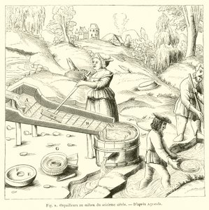 I goldpanners a metà del XVI secolo (incisione)