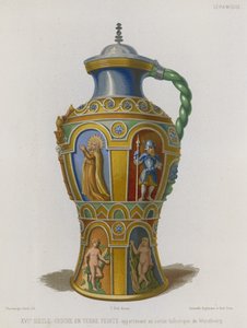 Brocca in terracotta dipinta da French School