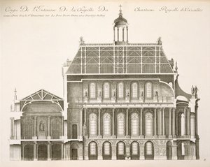 Palais du Louvre: la Cappella Reale, sezione, c.1720 da French School