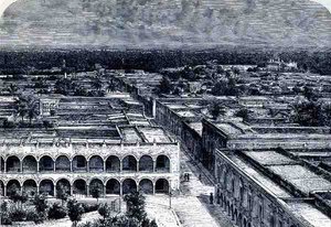 Veduta Panoramica di Merida, da Le Antiche Città del Nuovo Mondo, di Claude-Joseph-Desire Charnay, pub. 1887 da French School