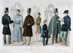 Tavola di moda parigina per il Bulletin of Fashion, New York, febbraio 1858 da French School
