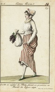 Commessa parigina in abito da mattina casual, 26 marzo 1798 (incisione a mano colorata su rame) da French School