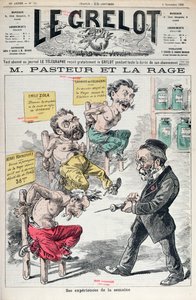 Pasteur e la rabbia, caricatura degli esperimenti di Louis Pasteur (1822-95) da Le Grelot, 8 novembre 1885 da French School