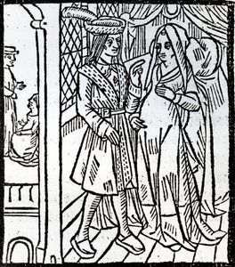 Pathelin e Guillemette, da La Farce de Maître Pierre Pathelin, c.1465 da French School