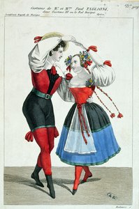 Paul Taglioni (1808-84) e sua moglie Anna Galster danzando in Gustave III, c.1830 da French School