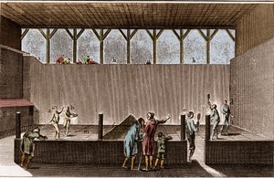 Paulmerie - Gioco della palma e racchette da neve - Campo di Jeu de Paume - "La Grande Encyclopedie, ou Dictionnaire Raisonne des Sciences, des Arts et des Metiers" (Enciclopedia o Dizionario delle Scienze, Arti e Professioni) di Denis Diderot (1713-1784) 