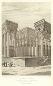 Persepoli, Sala ipostila di Serse, vista prospettica, restaurata da Ch Chipiez da French School