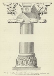Persepoli, Sala ipostila di Serse, Portico orientale, Capitello e base da French School