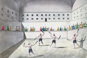 Atleti persiani che si esercitano in una palestra, c.1820 da French School