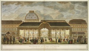 Veduta prospettica della Sala del Carosello, costruita per il matrimonio di Monseigneur Le Dauphin, incisa da Oubrier da French School