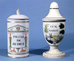 Vasi farmaceutici per Pilule de radius e Gomma arabica da French School