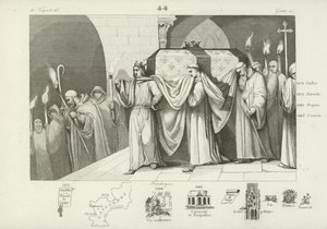 Filippo III di Francia aiuta a portare la bara di suo padre, Luigi IX da French School