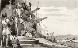 Filippo II Augusto (1165-1223) vince la battaglia di Bouvines dopo la preghiera, da 