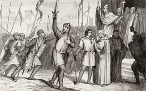 Filippo I e Papa Urbano II radunano seguaci per la Prima Crociata nel 1095, da 
